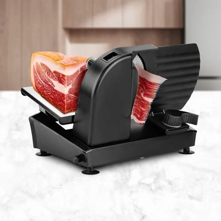 Ufesa Katana Pro, Aufschnittmaschine mit 200 W Motor, maximaler Scheibendicke von 2 cm, Edelstahl, Schwarz – Bild 2