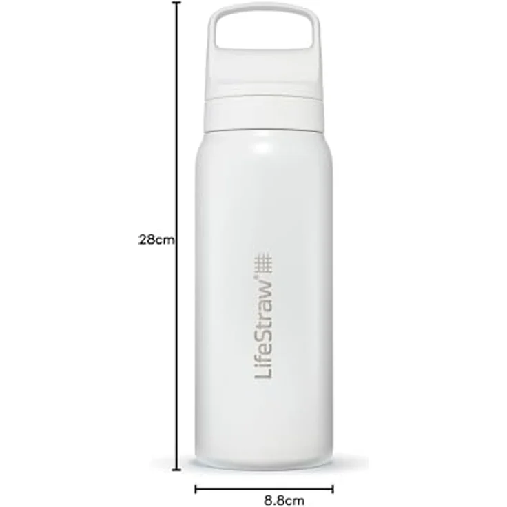 Lifestraw LifeStraw Go Steel 700ml Wasserfilter mit Edelstahlflasche, BPA-frei, inkl. 2-Stufen-Filter, doppelwandige Vakuumisolierung (polar white) – Bild 8