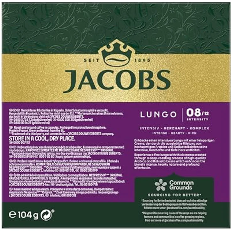 Jacobs Lungo 8 Intenso, Kaffeekapseln, Nespresso Kompatibel, Kaffee, 200 Kapseln, á 5.2 g – Bild 3