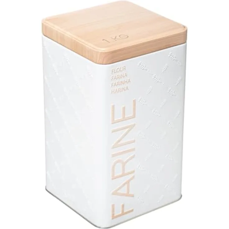 5five - mehldose 1kg metall "scandinave nature" weiß