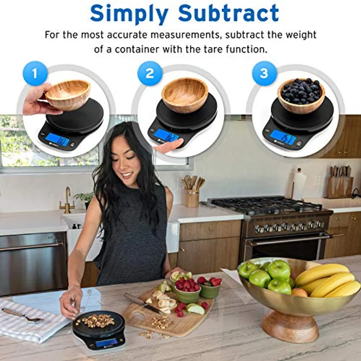 Etekcity Digitale Küchenwaage, Professionelle Präzision auf bis zu 0,1g x 5Kg, Feinwaage mit Tare-Funktion, Briefwaage mit LCD-Display, Digitalwaage zum Lebensmittel Schmuck, Schwarz – Bild 5