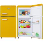 Merax Table Top Kühlschrank Retro Kühl-/Gefrierkombination BCD-100C, 72 Liter, Metall Türgriff, verstellbare Ablage und Füße, Energieeffizient (Weiß)