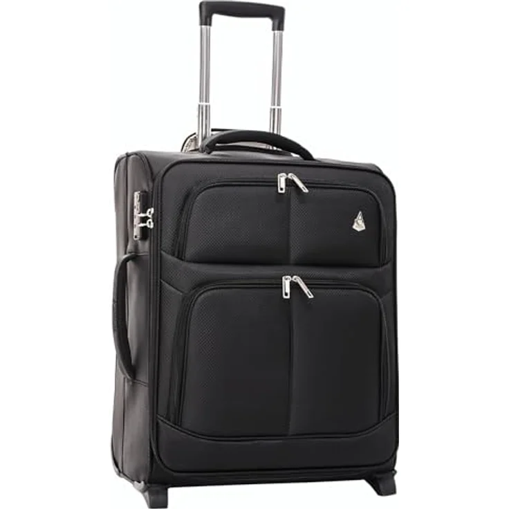 Aerolite Erweiterbar Bordgepäck Koffer 55x40x20cm - 2 Rollen, erweiterbar auf 55x40x23cm, kompatibel mit Lufthansa, Eurowings, Schwarz – Bild 1