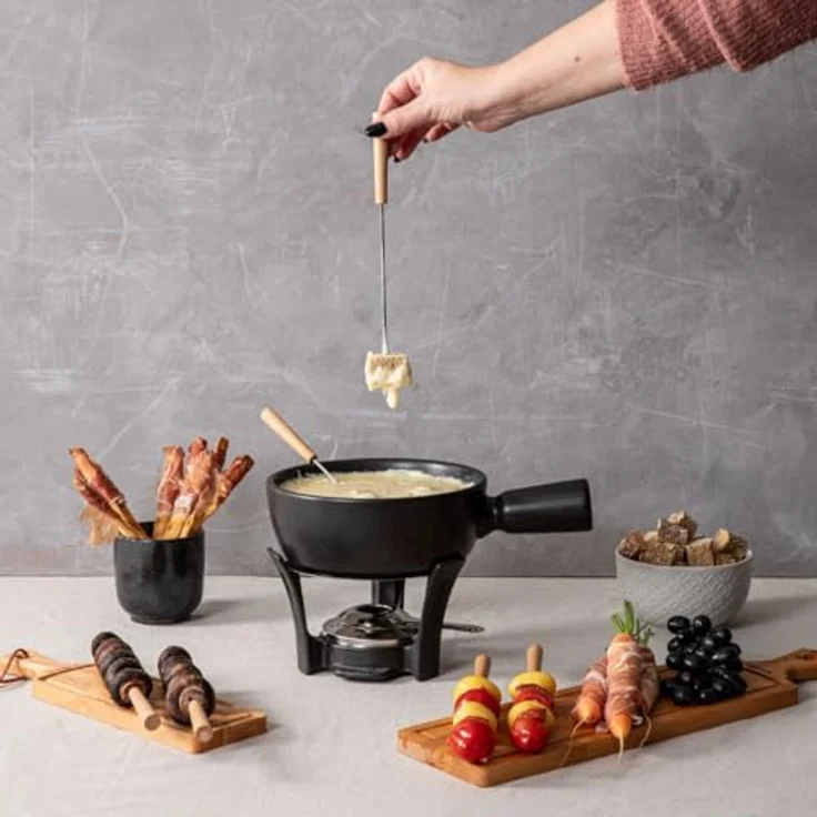 BOSKA Käse Fondue-Set Nero, Keramik, braun-Silber-schwarz, 30 x 22 x 19 cm – Bild 3