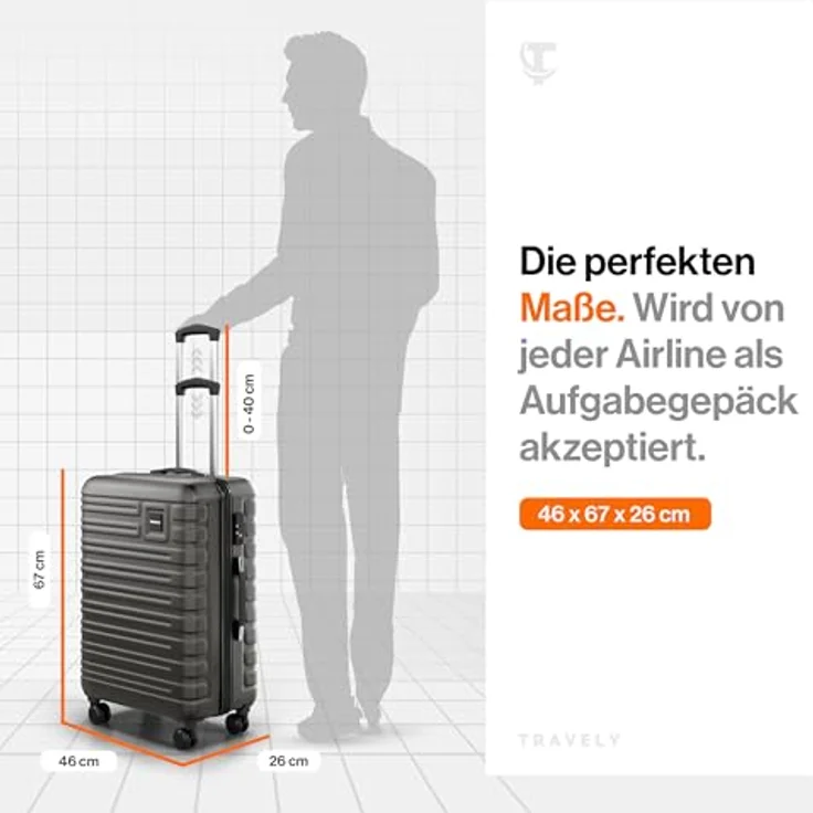 Travely Premium Koffer 24" - Hartschalen Koffer mit über 75L Volumen, sanften Rollen & TSA Schloss – Bild 4