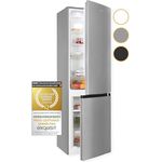 Exquisit Kühl-Gefrierkombination KGC265-70-NF-040C inoxlook | 253 L Volumen | Kühl Gefrierkombination No-frost | Türanschlag wechselbar | Kühlgefrierkombination freistehend