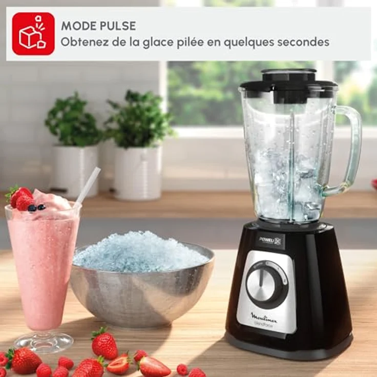 Moulinex LM430810 Blendforce Standmixer Glas 800 W Elektrisches Mixer Smoothie Eis, Crushed Obst, Gemüse, Schwarz – Bild 6