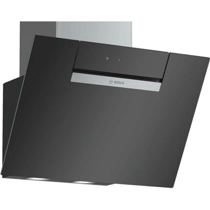 Bosch Serie 2 DWK67EM60, Motorhaube, Kamin abgewinkelt, Breite: 59 cm, Tiefe: 43.4 cm, Absaugung und Rückführung (mit zusätzlichem Rückführungsset), mit internem Motor, Schwarz – Bild 2