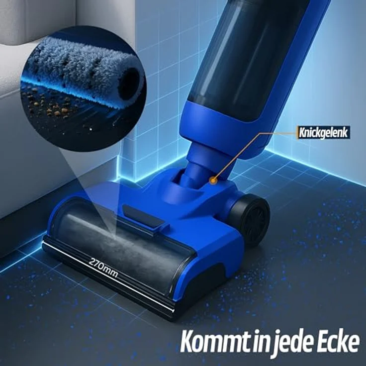 Sommertal W2, Kabelloser Wischsauger mit 360° Turbobürste, 0,5h Laufzeit, HEPA-Filter und Ladestation – Bild 3