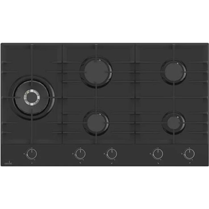 Gasline GAG90GLG Gaskochfeld 90cm Schwarz Glaskeramik mit 5 Brennern WOK Brenner 4,2 kW, 3,8kW Wok Brenner, autark, Erdgas 20mbar / Propangas 50mbar – Bild 2