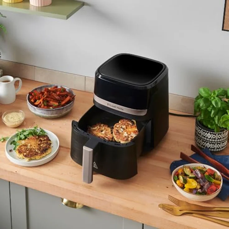 Russell Hobbs Heißluftfritteuse SatisFry 4,3L Rapid AirFryer, digitale Touchscreen-Bedienung, 9 Programme, spülmaschinenfest, sehr leise, schwarzes Gehäuse mit Champagner-Akzenten, 27610-56 – Bild 4