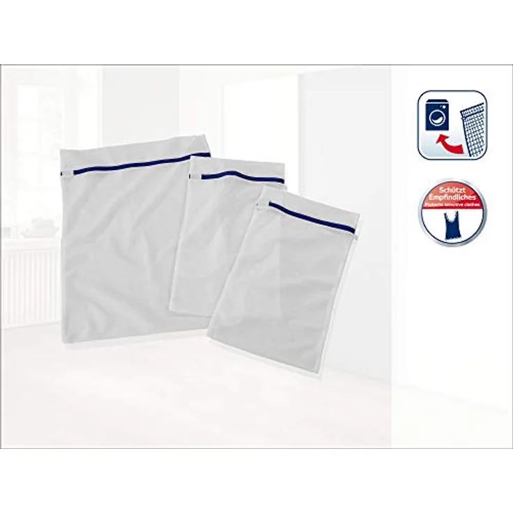 Leifheit Wäschenetz 3er Set, Wäschebeutel in drei Größen für bis zu 2kg Wäsche, Waschbeutel für schonende Reinigung, Waschsackl mit Reißverschluss, strapazierfähiges Material geeignet bis 90° – Bild 3