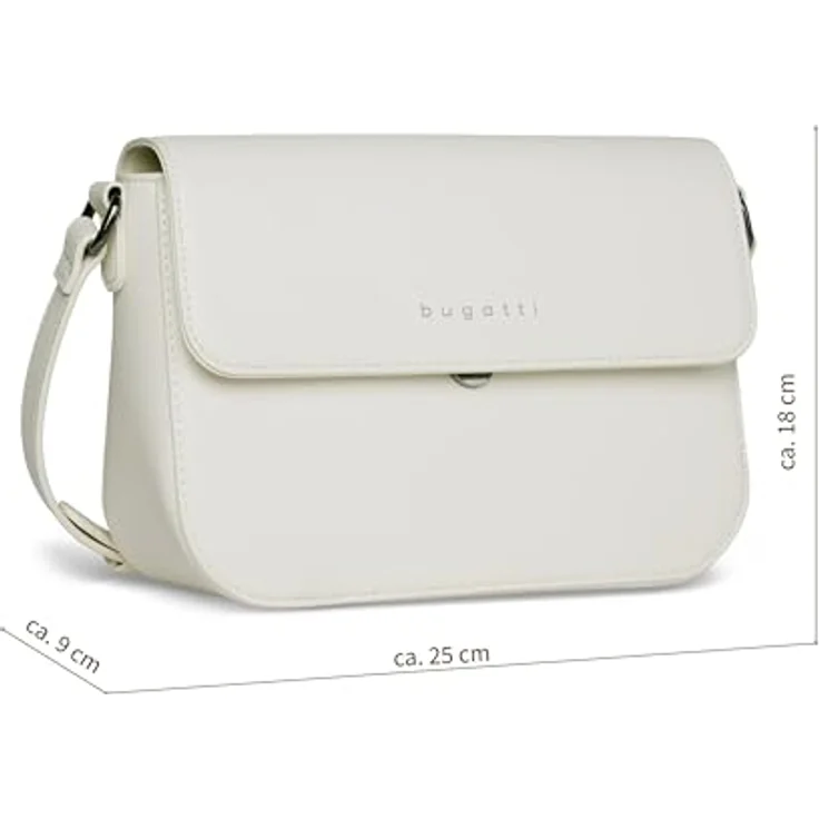 Bugatti Almata Umhängetasche M 25 cm, praktische Schultertasche aus Polyurethan, beige, mit Reißverschluss und verstellbarem Schultergurt – Bild 2