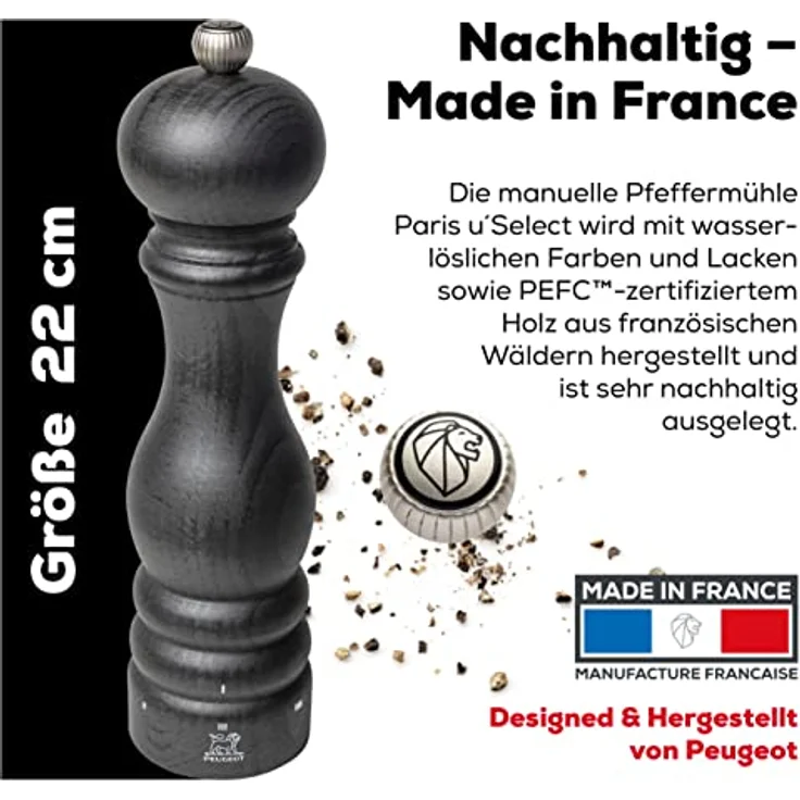 Peugeot Paris Pfeffermühle Holz Graphit U-Select – Bild 5