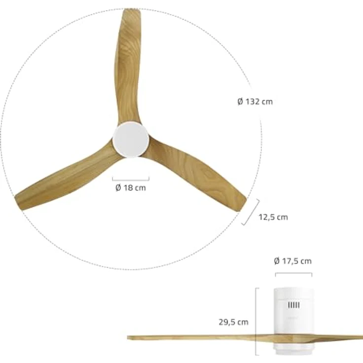 Hombli Deckenventilator mit Licht, 6 Geschwindigkeiten, RGB- und CCT-LED-Beleuchtung, Sommer- und Wintermodus, Weiss – Bild 10