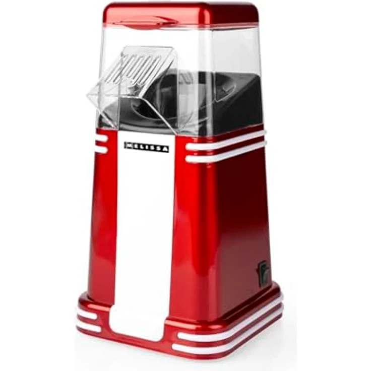 Melissa Retro Popcorn Maker 16310187, Heißluft-Popcornmaschine 1200 W, 40-60 g/Portion, in 2-4 Min fertig, fettfreies Popcorn, kompaktes Design - Rot/Weiß – Bild 2