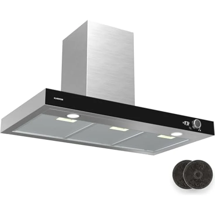 Klarstein AirNova Dunstabzugshaube - 90 cm Wandhaube, 628 m³/h Luftstrom, A++ Energieeffizienz, LED 6500 K, 68 dB, Edelstahl, Tastensteuerung, Umluft & Abluft – Bild 1