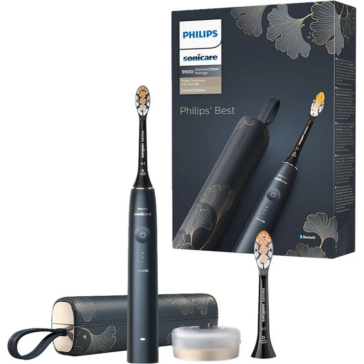Philips Sonicare DiamondClean Prestige 9000 HX9992, Elektrische Zahnbürste mit 2 Aufsteckbürsten, integriertem Drucksensor, 5 Putzprogrammen und Ladeetui