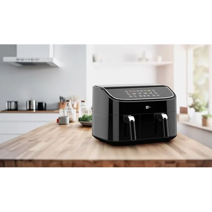 aeco DUO Doppelkammer AirFryer 9 Liter (3l & 6l, Sync-Funktion, Heißluftfritteuse mit digitalem Touch-Display & Dehydrierungsfunktion, 2850 Watt, 80°-200° einstellbar, 6 Programme, inkl. Rezeptheft) – Bild 5