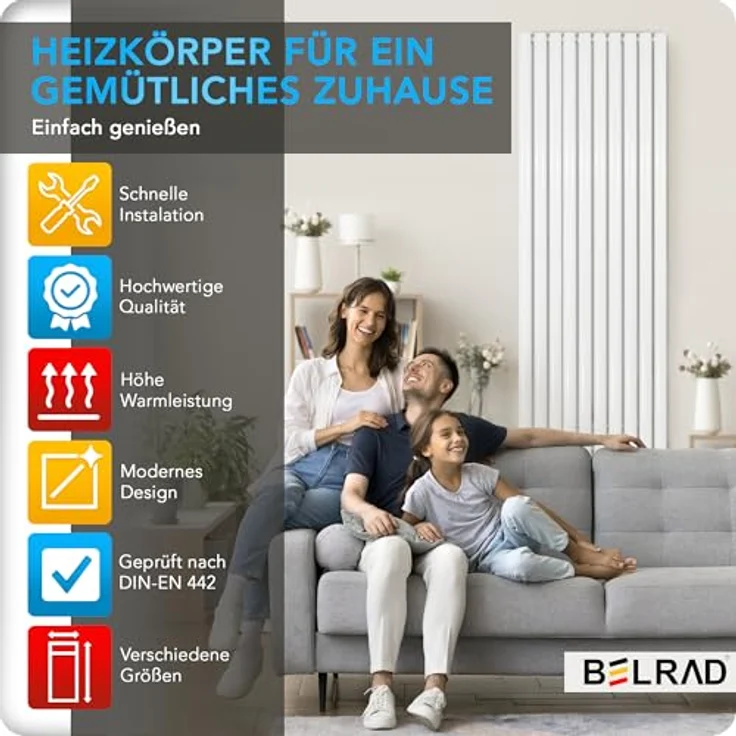 Paneel Heizkörper Vertikal doppellagig weiß 1800X590-10 ELEM. - 2050W,  – Bild 4
