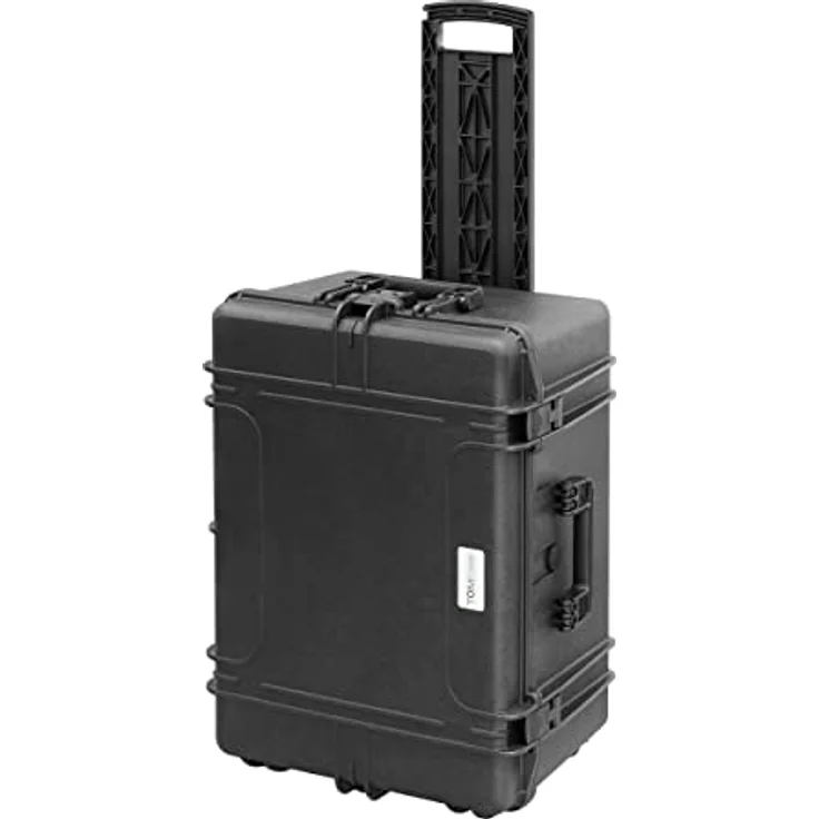 TomCase Outdoor Case mit Trolley, 62x46x34 cm, großer wasserdichter Koffer mit Schaumstoffeinlage aus Würfelschaum, Hardcase, Fotokoffer, Kamerakoffer, Transportkoffer (Schwarz) – Bild 1