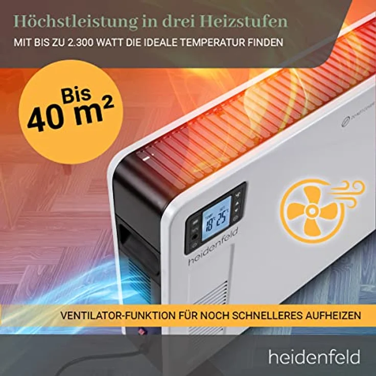 Heidenfeld Konvektorheizung EK100 Elektroheizung Konvektor Heizung Heizkörper – Bild 3