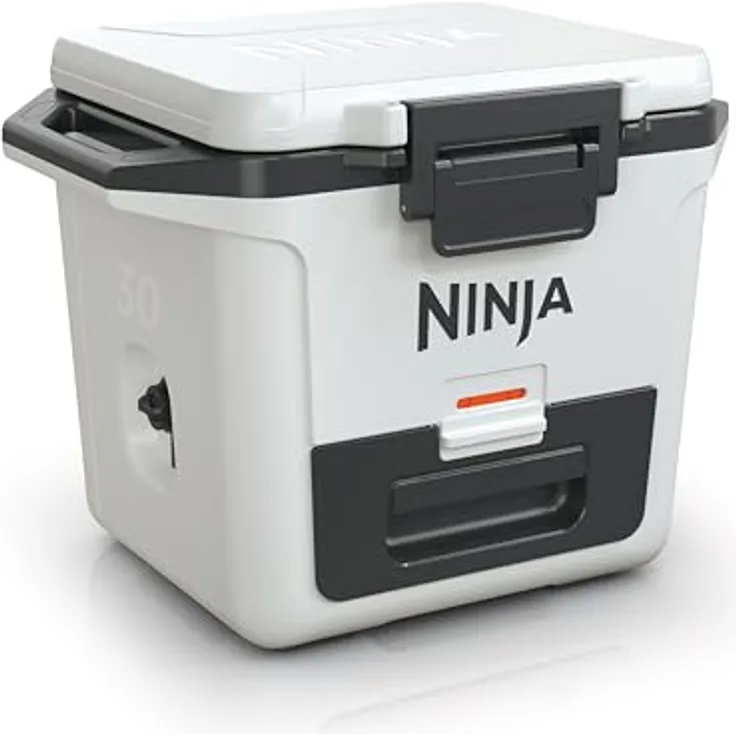 Ninja FrostVault Hard Cooler 28L, premium isolierte Kühlbox, hält Eis bis zu 6 Tage, integrierte Trockenaufbewahrungsschublade, Cloud White