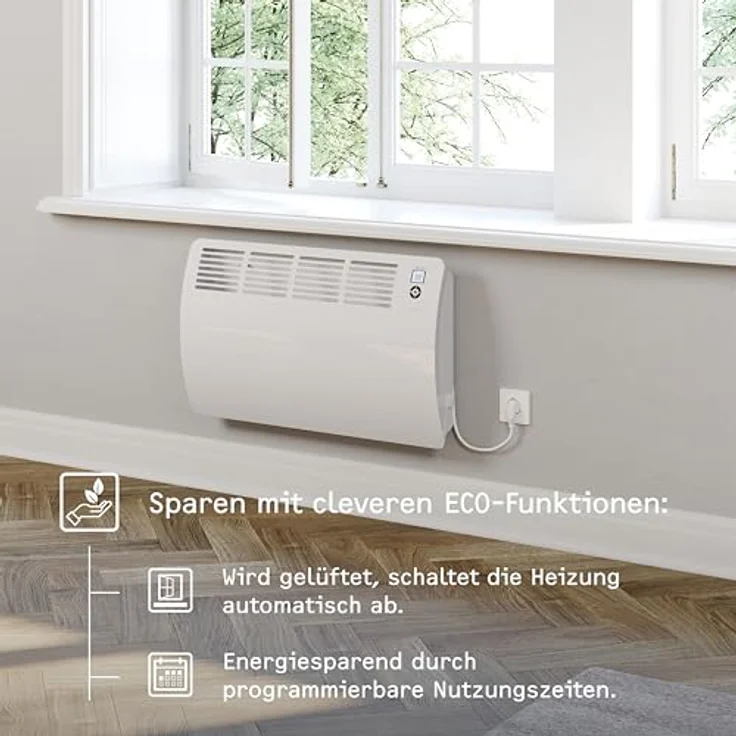 Stiebel Eltron Wand-Konvektor CON 15 Premium für ca. 15 m², 1,5 kW, Wochentimer, Offene Fenster Erkennung, 237832, Konvektor – Bild 3