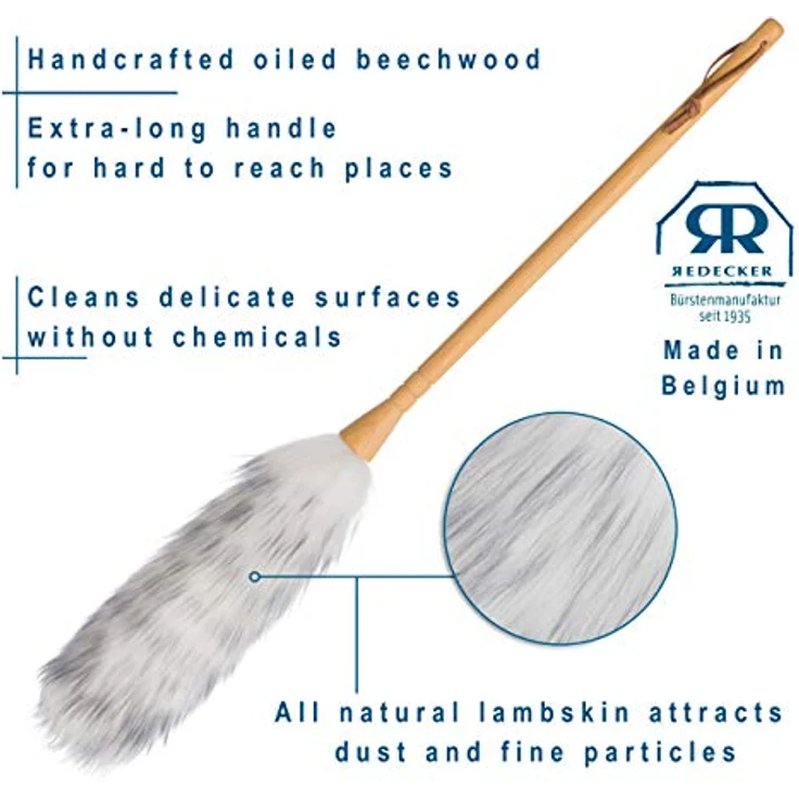 Bürstenhaus Redecker Lammfellstaubwedel, 75 cm, sanft zur Reinigung empfindlicher Oberflächen, geöltes Buchenholz – Bild 5