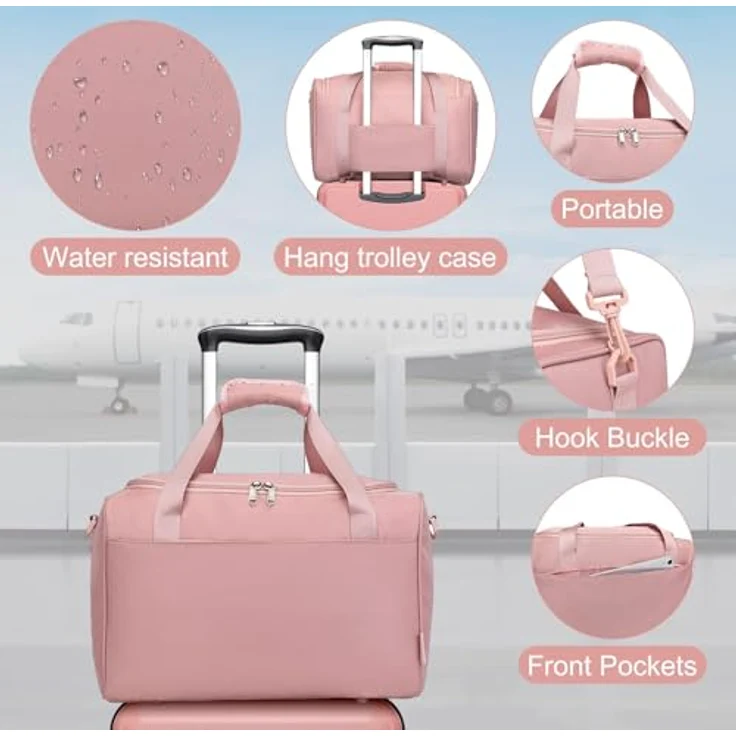KONO Koffer Set, 2-teiliges Reisekoffer Set mit 75cm Trolley und 40x30x20cm Ryanair Reisetasche, rosegold, TSA Schloss, 4 Rollen – Bild 5