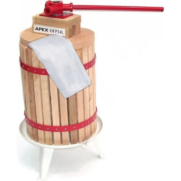 Apex Obst-Beerenpresse OFP24L mit 2x Presstuch und Metallspindelkonstruktion 24L, Holz, Robust - Entsafter
