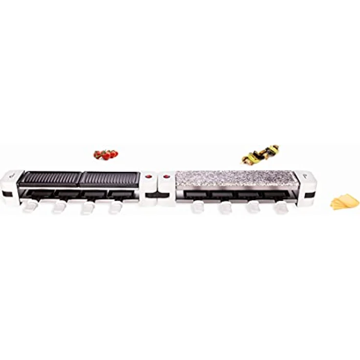 LITTLE BALANCE 8502 Wing & Cheese Duo 1200 Raclette aus Stein, 360° drehbar, 8 Personen, 1200 W, Weiß – Bild 5