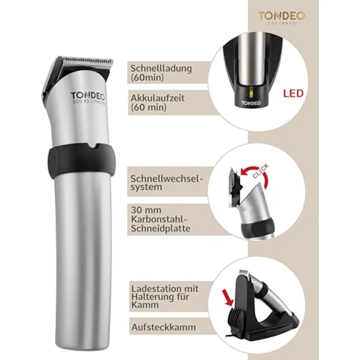 Tondeo Eco XS LITHIUM Profi Konturen Haarschneidemaschine Haarschneider 32530 – Bild 3