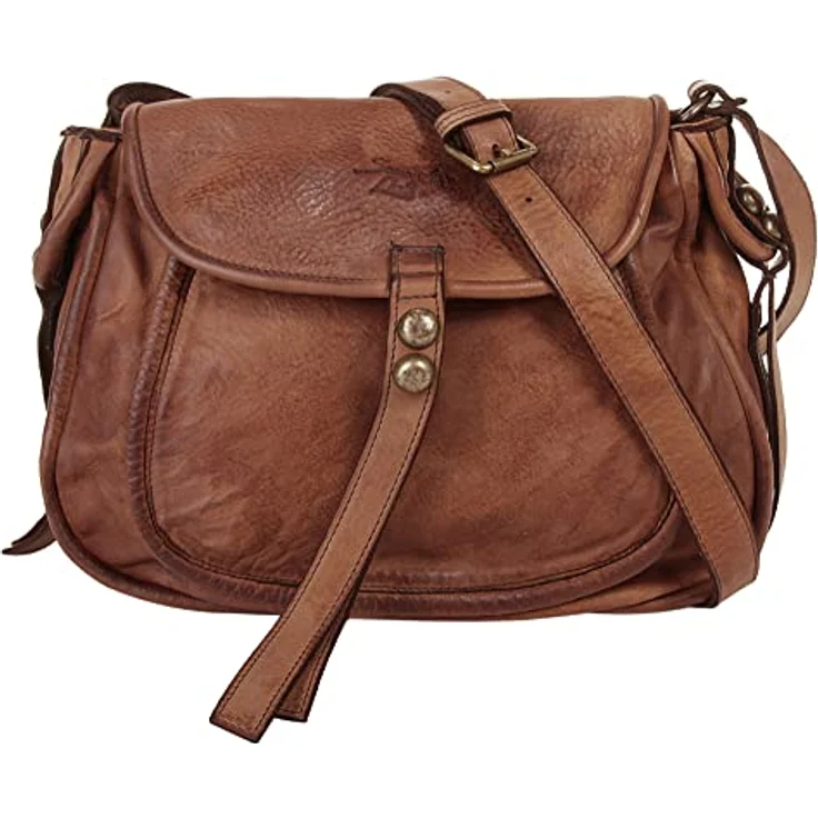 Samantha Look Umhängetasche, echt Leder, Made in Italy, 30 cm x 26 cm, mattgoldene Metallapplikationen – Bild 1