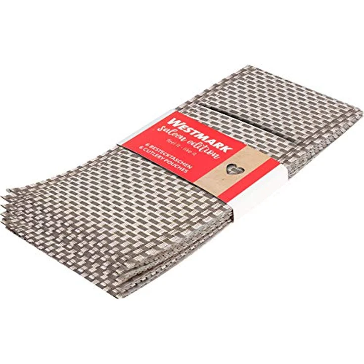 Westmark 6 Servietten-/Bestecktaschen, Saleen-Edition: Elegance, Grau/Silber, pflegeleicht und langlebig – Bild 5