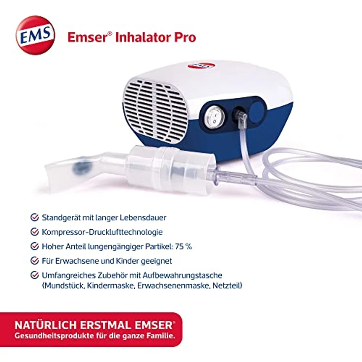 Emser Atemwegs-Gesundheitsset - Emser Inhalator Pro + Emser Inhalationslösung isoton 20 Ampullen + Emser Pastillen Mentholfrische zuckerfrei – Bild 2