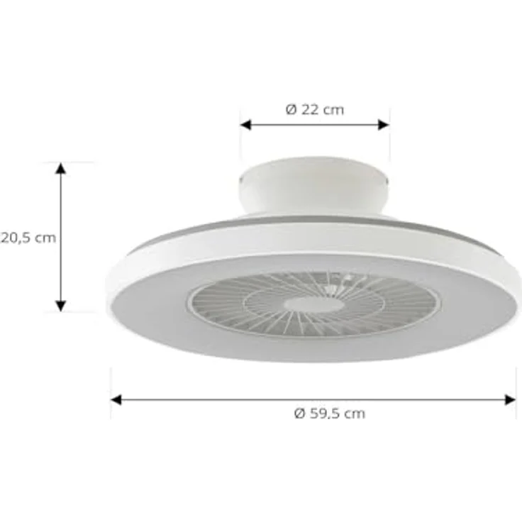 Lindby Smarter Deckenventilator 60 cm mit LED Beleuchtung, dimmbar, Farbwechsel (3000-6500K), Fernbedienung und App Steuerung, leise, grau-weiß – Bild 5