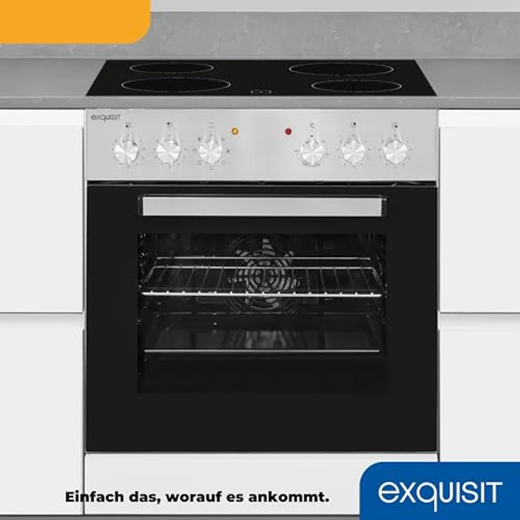 Exquisit Einbauherdset EHE156-2.1U-Set inox, 59 l Garraum, 7 Backofenfunktionen, Kochfeld mit Rahmen, Energieklasse A – Bild 5