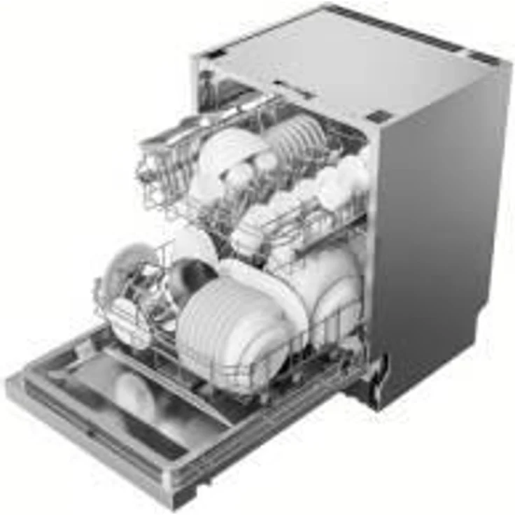 Midea MDWES1433DSS-RB, Halb integrierter Geschirrspüler, 60 cm, Schwarz, 14 Maßgedecke, LED-Anzeige, 2 Körbe