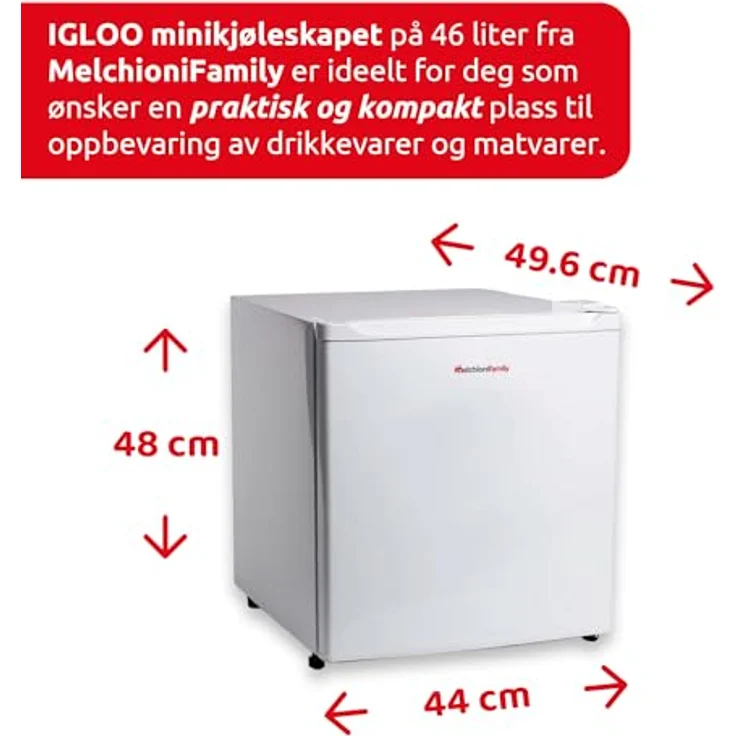 Melchioni Igloo Mini-Kühlschrank, 46 l, 38 dB, Energieklasse E, Weiß, mit umkehrbarer Tür und extra kaltem Fach – Bild 3