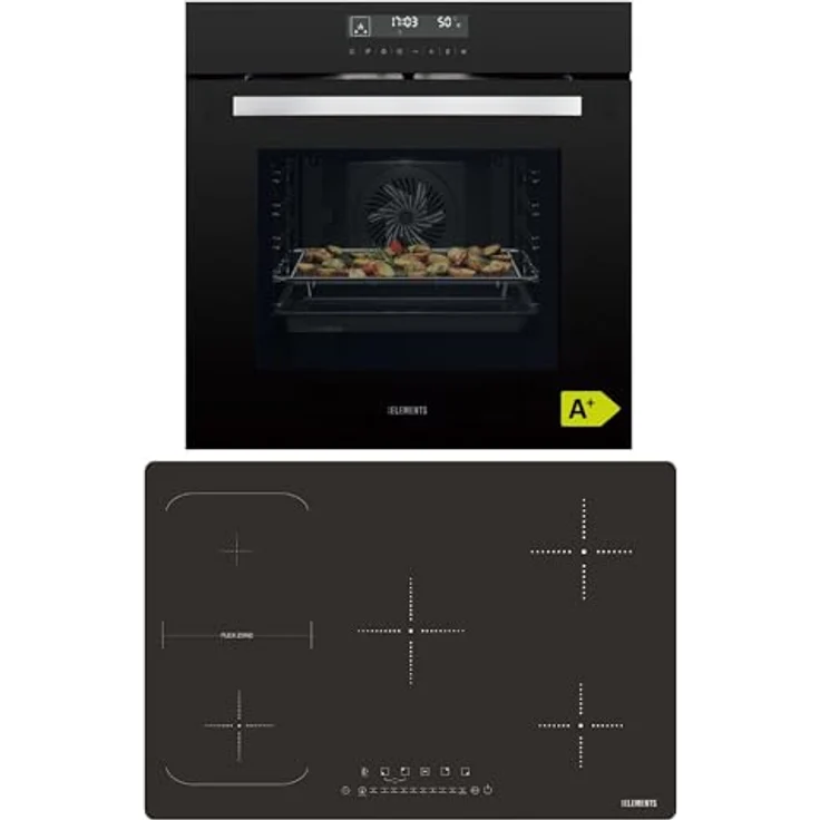 KB ELEMENTS Autarkes Herdset, 60cm Einbaubackofen mit Air Fry Funktion und 77cm Induktionskochfeld mit Flexzone, 14 Funktionen, inkl. Grill und Heißluft, leistungsstark und energieeffizient – Bild 1