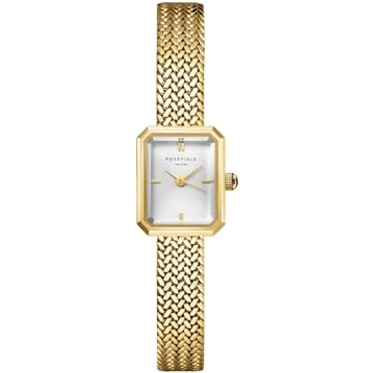 Rosefield Minis Damenuhr Mesh-Armband, Edelstahlgehäuse in 23K roségold und Mini Oval Zifferblatt, 3 ATM wasserdicht – Bild 1