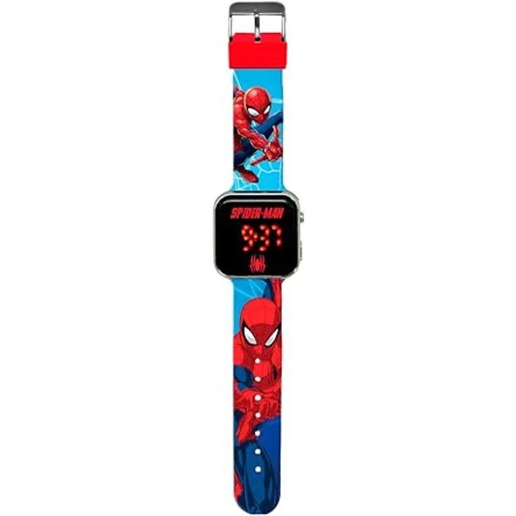 Kids Licensing LED Digitale Kinderuhr, Spider-Man Design mit Zeit-, Datum- und Riemenfunktionen, blaue Farbe – Bild 1