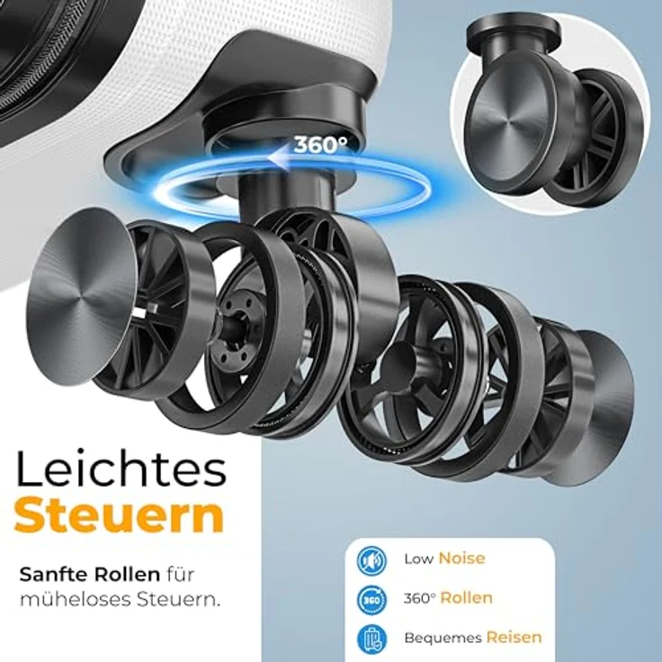 KESSER® Reisekoffer Set 4-teilig, ABS Hartschalenkoffer mit Zahlenschloss, Kofferwaage & Reisebrieftasche, 360° Rollen, Handgepäck & große Koffer in Snow White – Bild 5