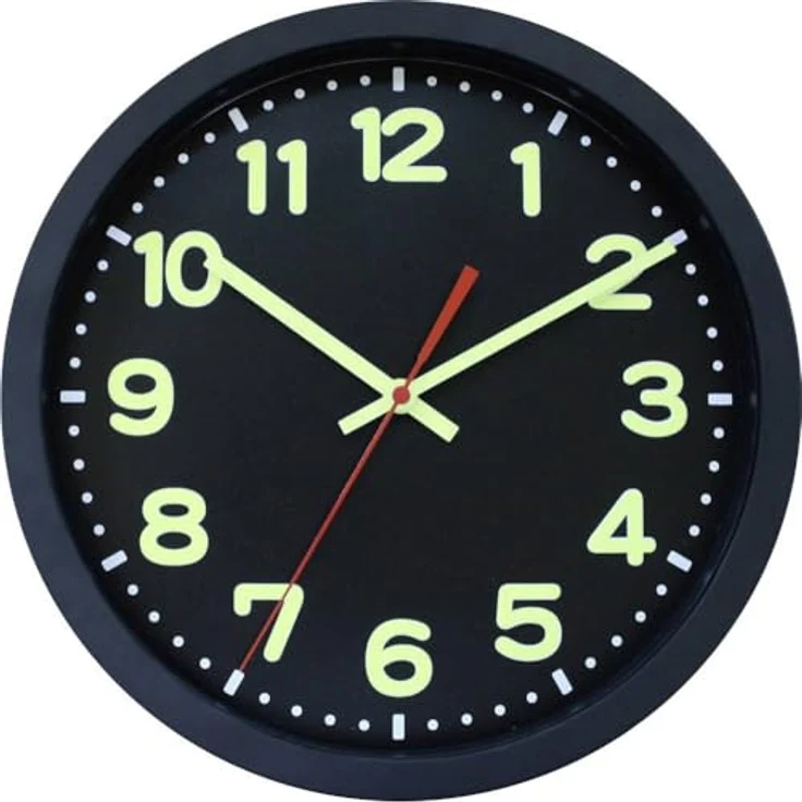 EUROTIME Wanduhr Funk-Wanduhr floureszierend, leuchtende Zeiger und Ziffern – Bild 2