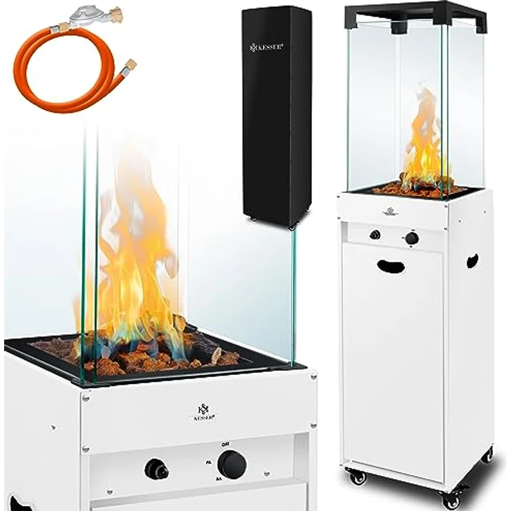 KESSER® Heizstrahler Gas Terrassenheizstrahler Gasheizungen Gasheizstrahler Gasheizer inkl. Schutzhülle Outdoor-Heizung Mobiler Heizpilz Flammenheizer, Pyramide Terrassenheizer, - Preisvergleich – Bild 1