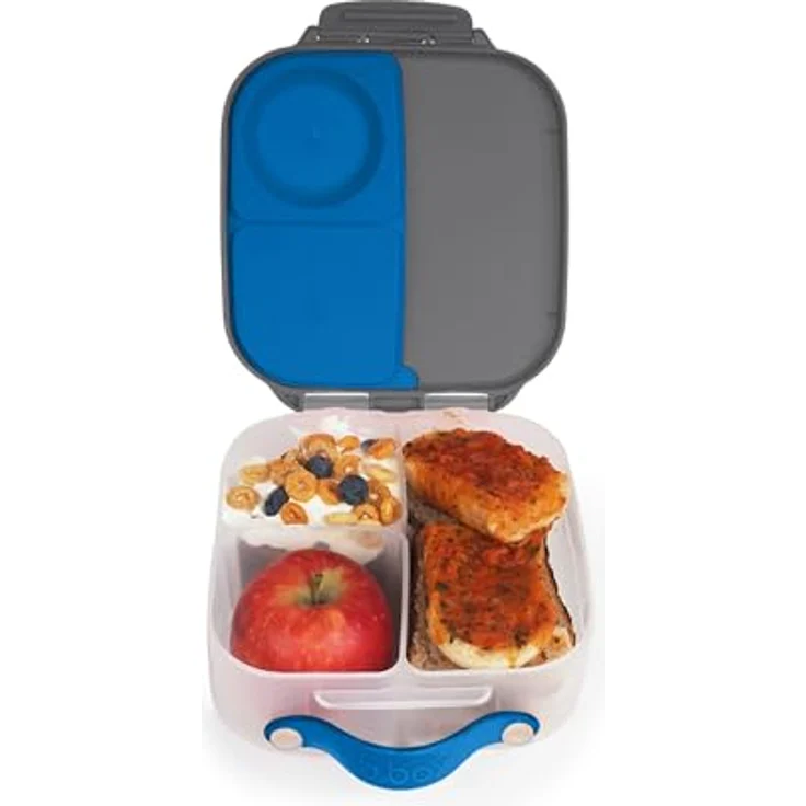 b.box Mini Brotdose für Kinder mit Fächern | Bento Box, 3 Fächer (2 Auslaufsicher) | Lunchbox für Gerichte & Snacks | Platz für Ganzes Obst | BPA-frei, Blauer Schiefer – Bild 1