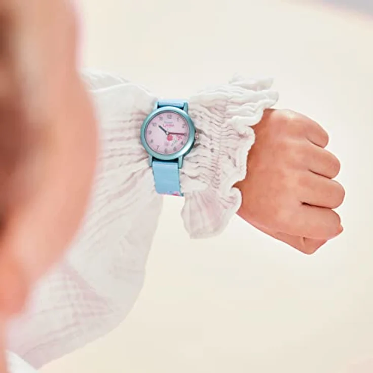 Prinzessin Lillifee Armbanduhr Mädchen Kinder Quarzuhr Analog, mit Textil Armband, Türkis, 3 bar Wasserdicht, Kommt in Uhren Geschenk Box, 2031757 – Bild 4