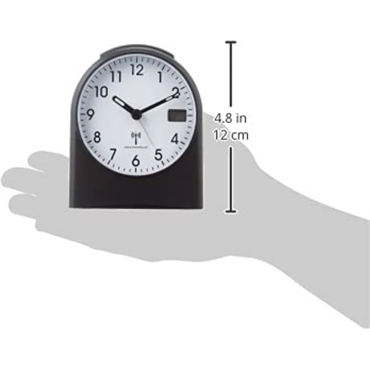 TFA Dostmann Analoger Funk-Wecker, 98.1040.01, mit digitaler Sekundenanzeige, Funkuhr, mit Hintergrundbeleuchtung, schwarz/weiß, Kunststoff, Schwarzweiß, L105 x B64 x H152 mm,L 96 x B 55 x H 116 mm – Bild 5