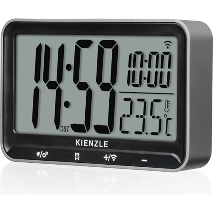 Kienzle Digitaler Funkwecker mit DCF-Signal, 2 Weckzeiten, Schlummerfunktion, großem Display, Temperaturanzeige, Touch-Tasten, batteriebetrieben – Bild 1
